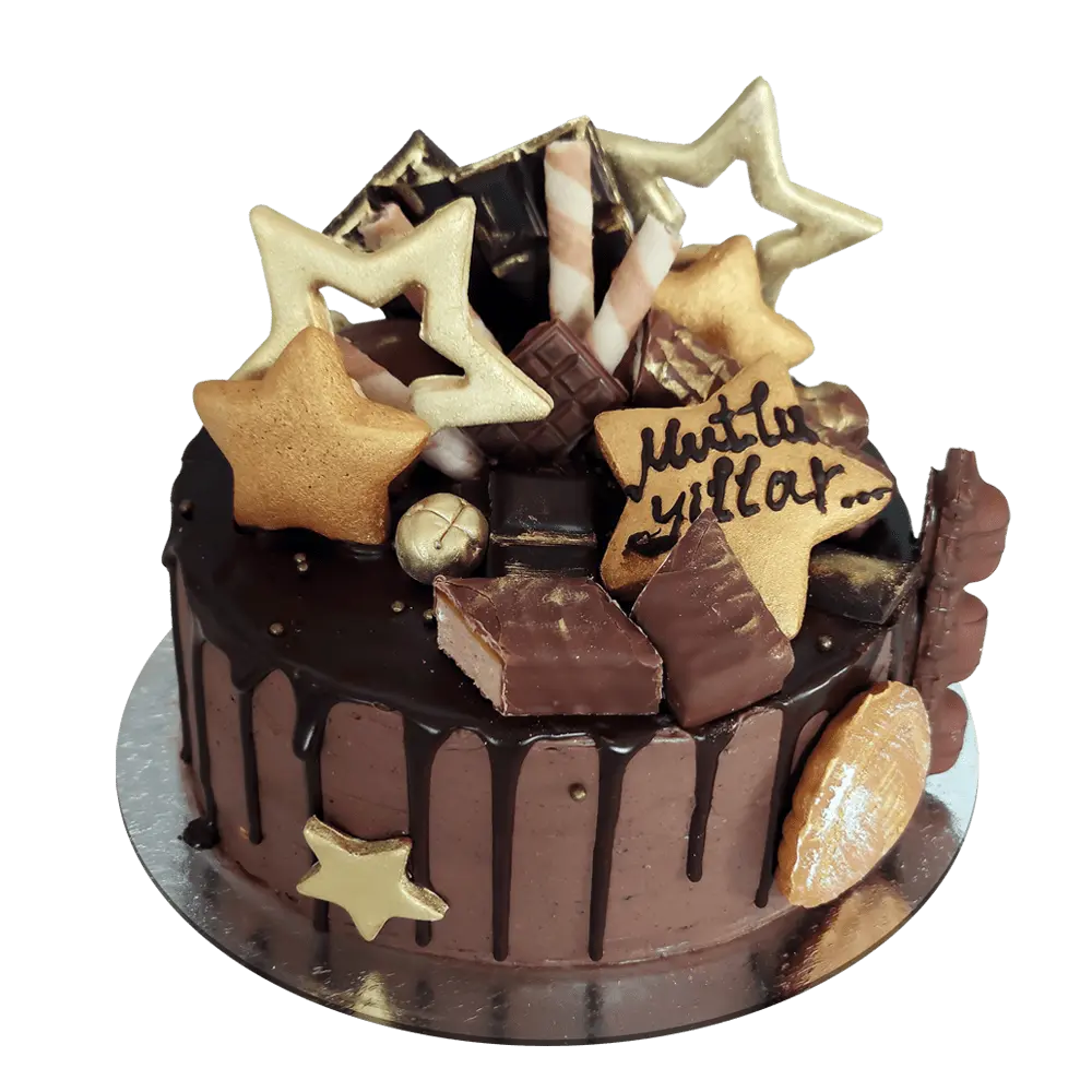 Торт сникерс с шоколадным декором