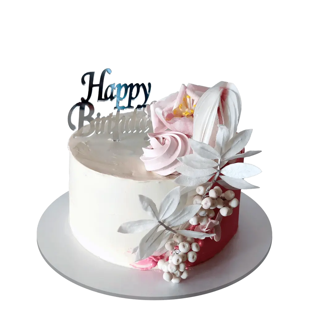 Торт наполеон на свадьбу с цветочным декором